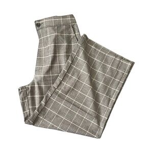 Abercrombie grey and white plaid wide leg trousers